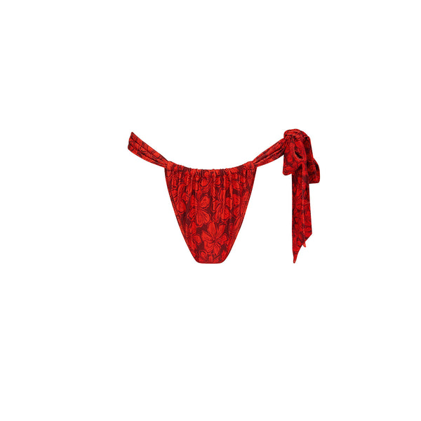Soft Tie Ruched Thong Bikini Bottom - Sassy Sangria –KulaniKinisEurope