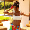 Simple Shirred Tie Crop - Natural White