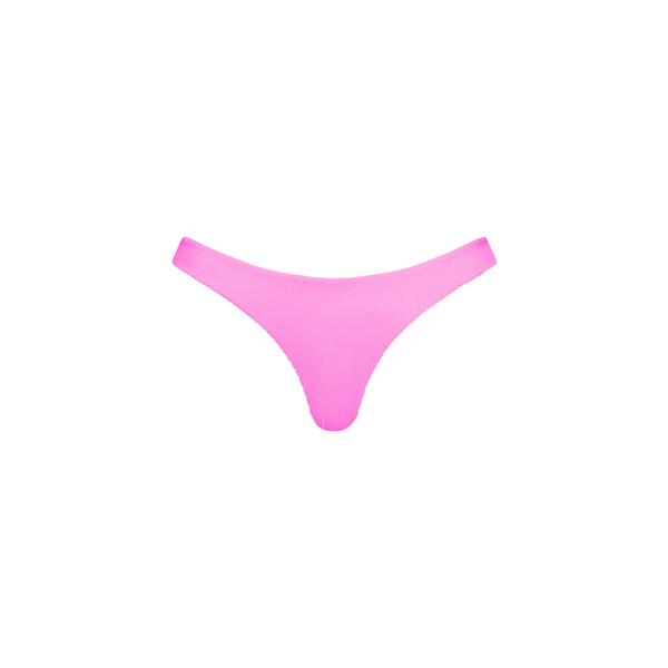 Minimal Full Coverage Bikini Bottom - Bubblegum Pink Ribbed