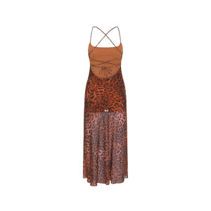 Chiffon-Maxikleid - Leoparden-Lasso