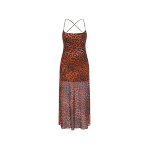 Chiffon-Maxikleid - Leoparden-Lasso