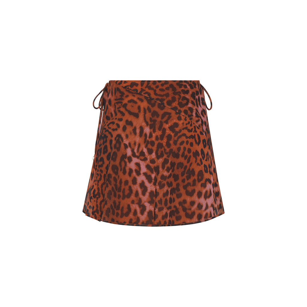 Chiffon Tie Side Mini Skirt - Leopard Lasso