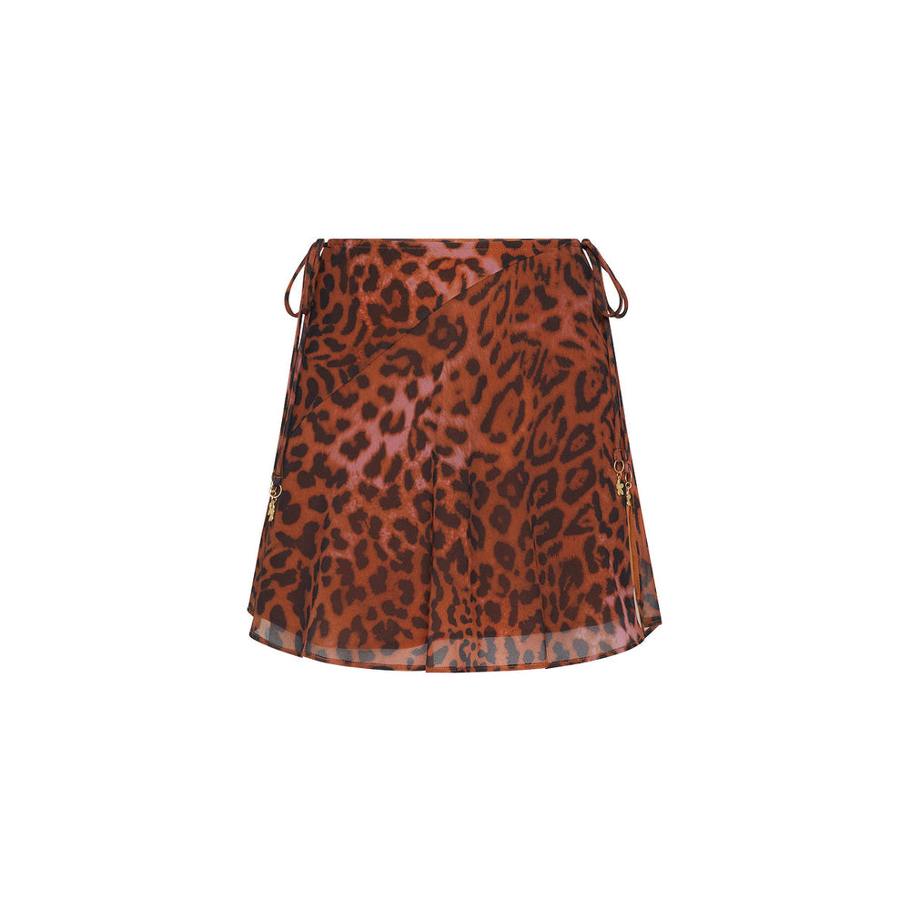 Chiffon Tie Side Mini Skirt - Leopard Lasso