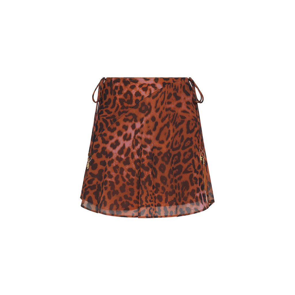 Chiffon Tie Side Mini Skirt - Leopard Lasso