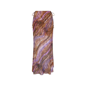 Chiffon-Maxirock mit seitlichem Bindeband – Tropical Viper