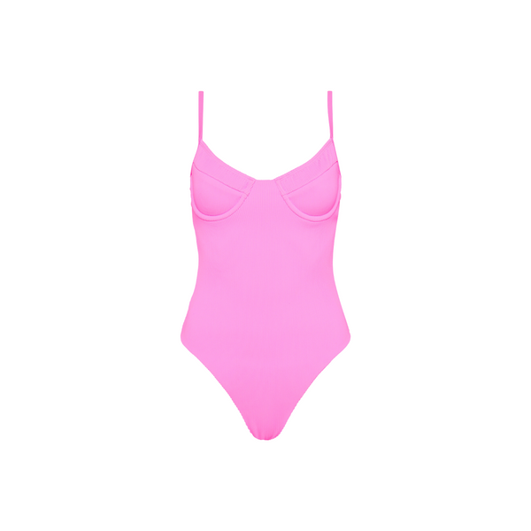 Underwire Cheeky One Piece Swimwear - Bubblegum Pink Ribbed