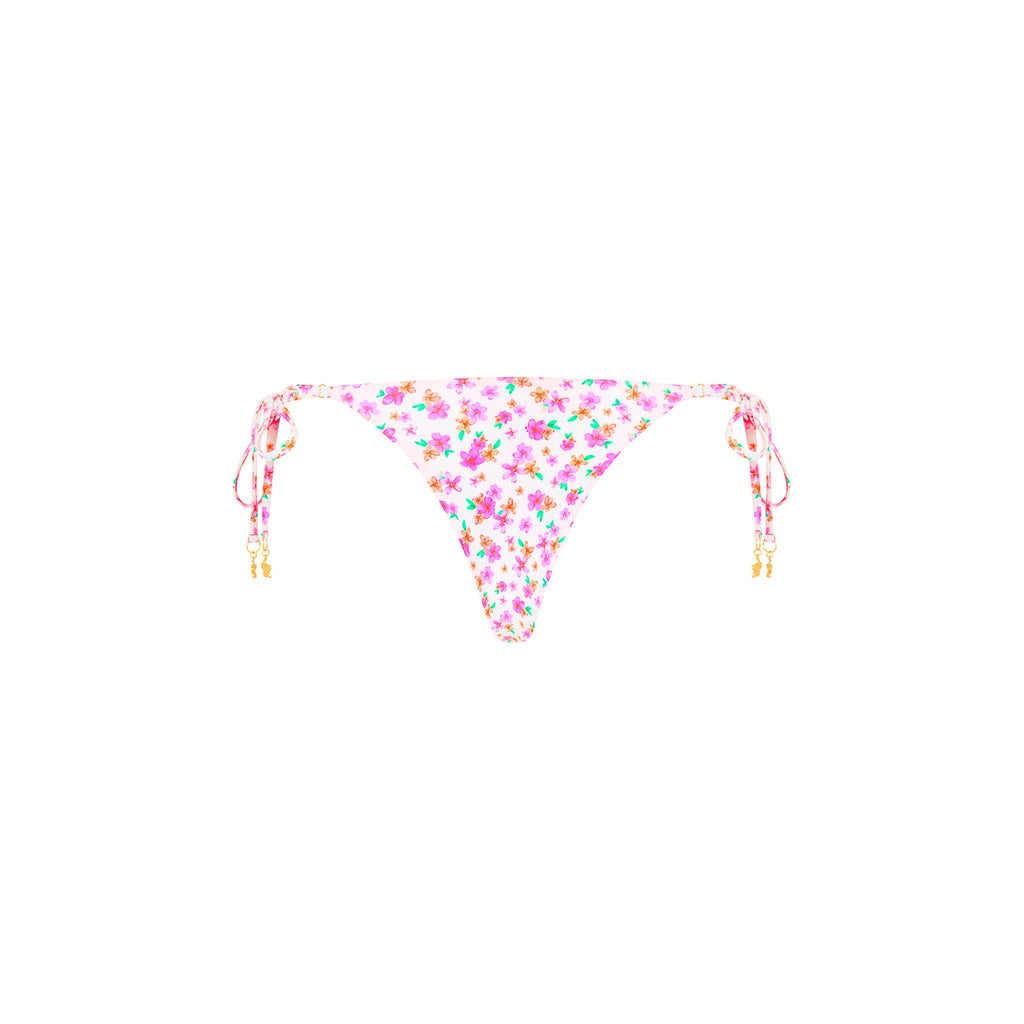 Thong Tie Side Bikini Bottom - Flamingo Flora