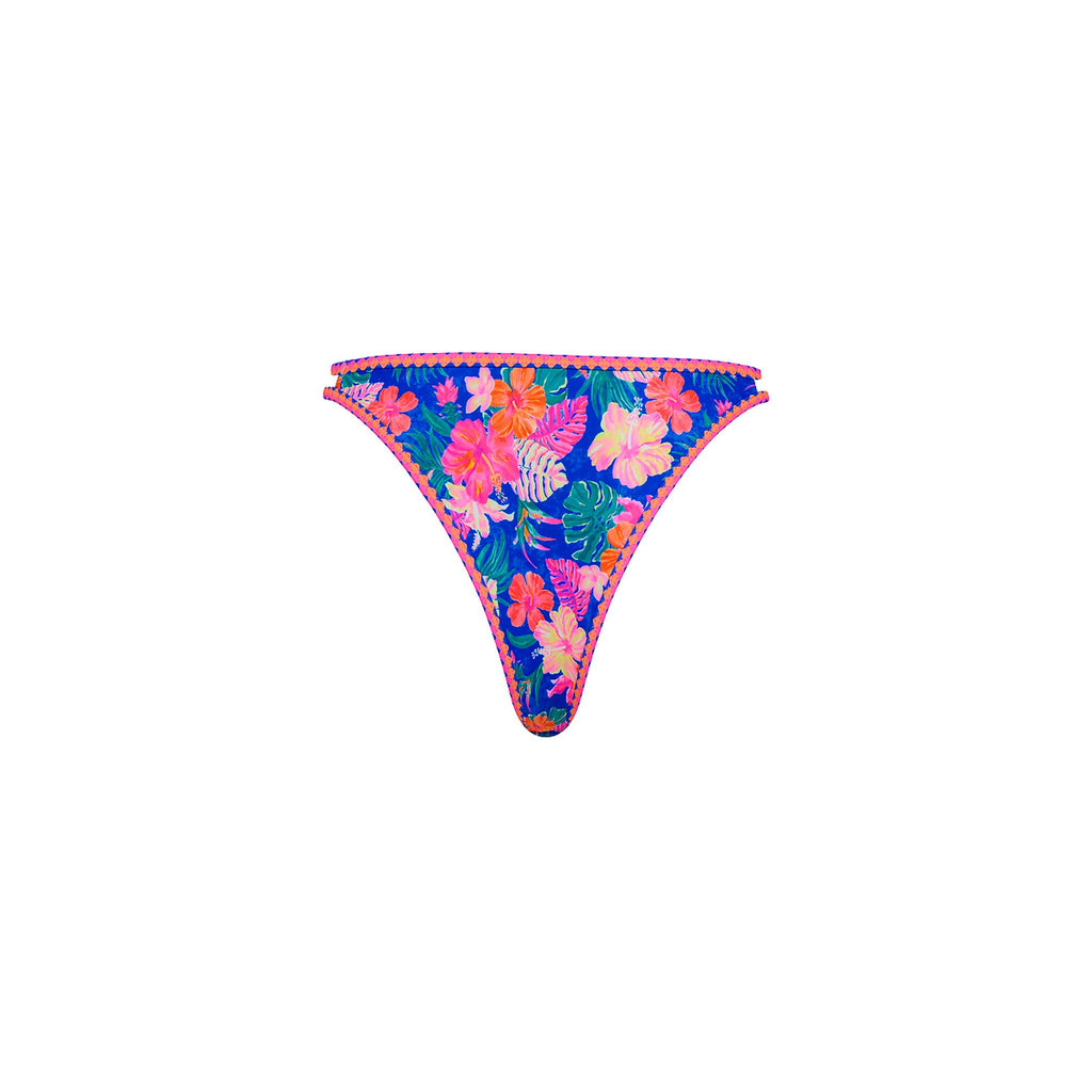 Twin Strap Cheeky Bikini Bottom - Electric Palms