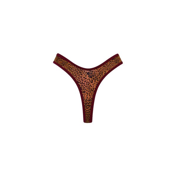 High Leg Thong Bikini Bottom - Wild Rose