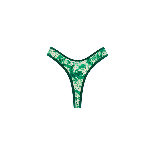 High Leg Thong Bikini Bottom - Emerald Tides