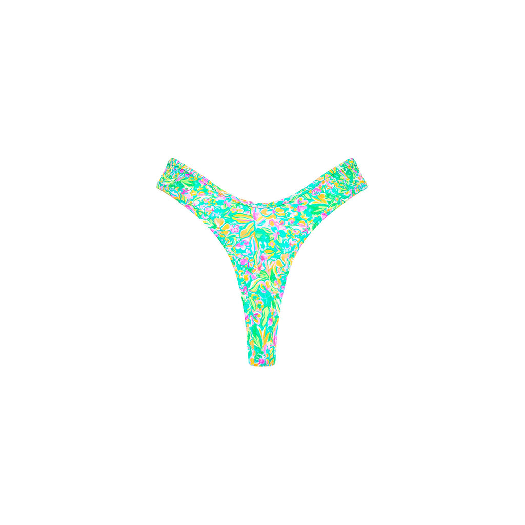 High Leg Thong Bikini Bottom - Spring Fling