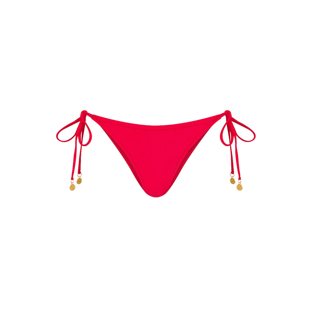 Full Coverage Tie Bikini Bottom - Cherry Crush