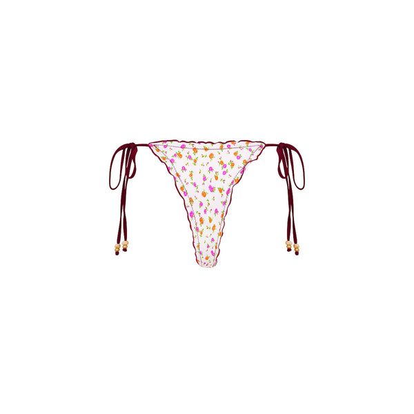 Lettuce Edge Thong Tie Bikini Bottom - Rosie Posie