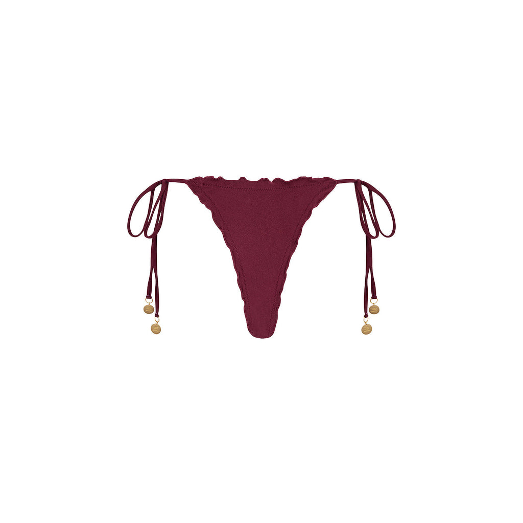 Lettuce Edge Thong Tie Bikini Bottom - Sangria