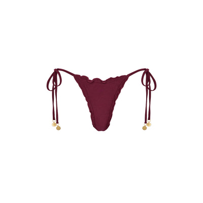 Lettuce Edge Thong Tie Bikini Bottom - Sangria