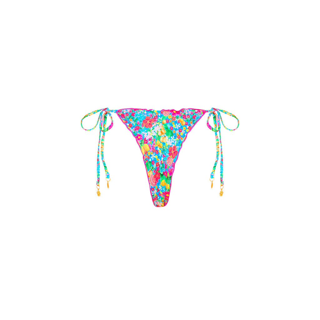 Lettuce Edge Thong Tie Bikini Bottom - Mermaid Garden