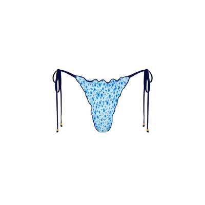 Lettuce Edge Thong Tie Bikini Bottom - Dream Flower