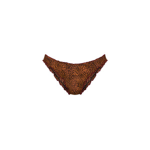 Bas de bikini à couvrance totale et bords ondulés - Rose sauvage