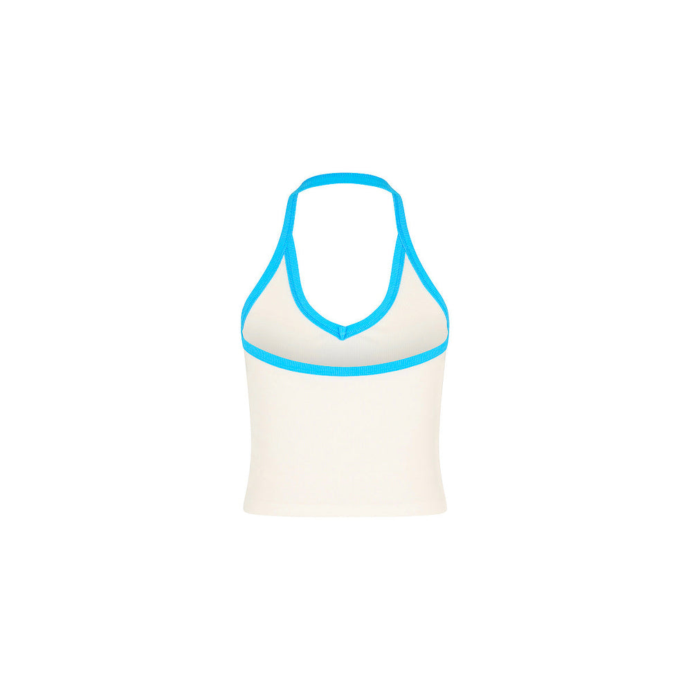 Embroidered Dip Halter Tank - Sun Drunk