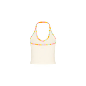 Bedrucktes Dip-Neck-Neckholder-Top – Summer Sundae