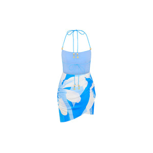 Mini-Kleid mit geraffter Seite – Blue Oasis