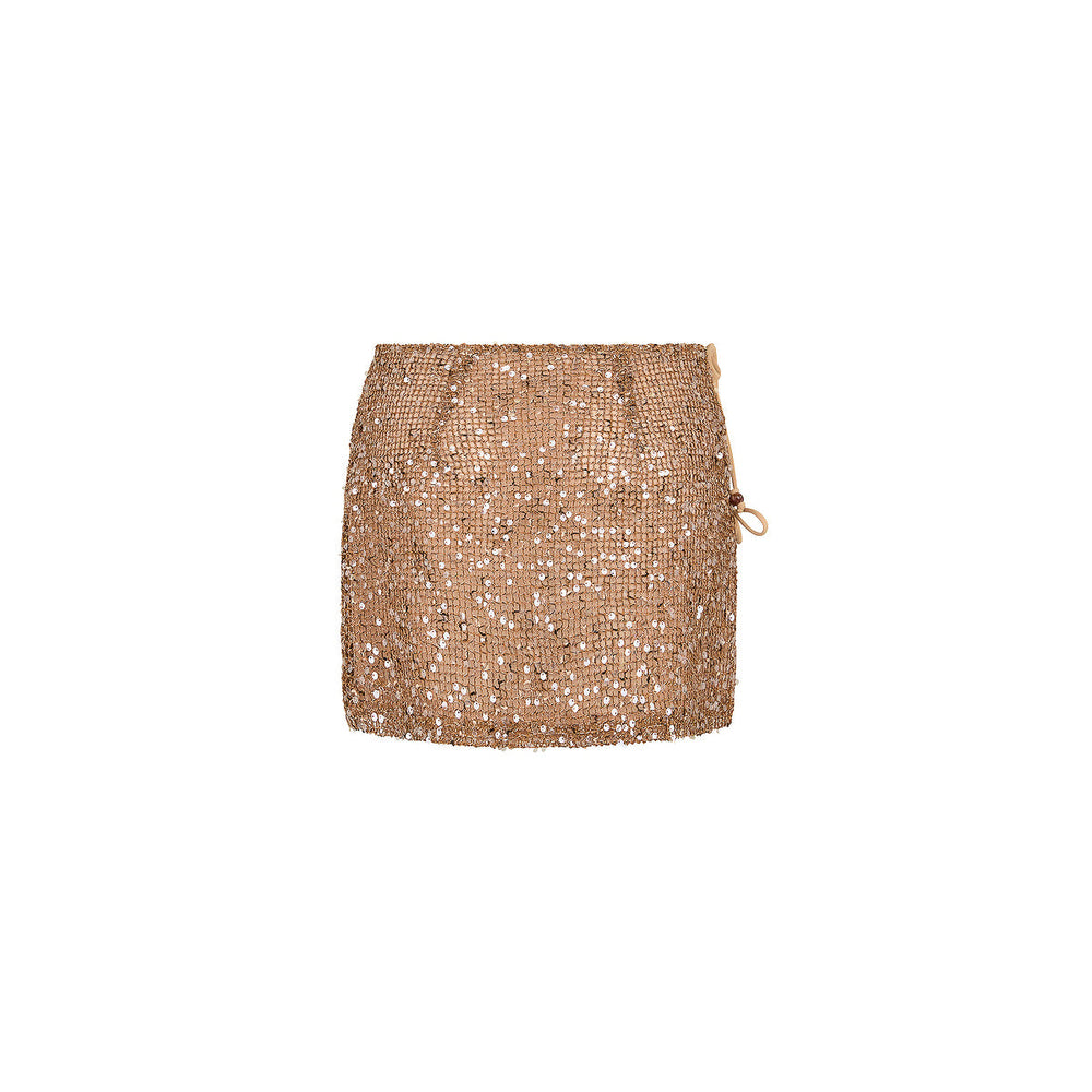 Double Tie Mini Skirt - Espresso Spritz