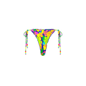 Bas de bikini noué à bords ondulés - Coucher de soleil fluo