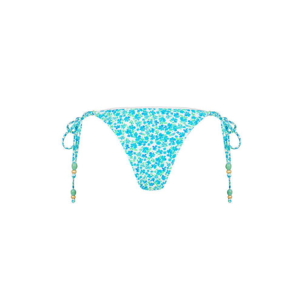 Decorative Thong Tie Side Bikini Bottom - Ocean Aura