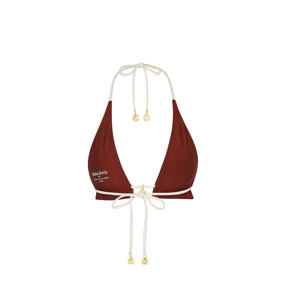 Frill Halter Bralette Bikini Top - Cinnamon Sugar
