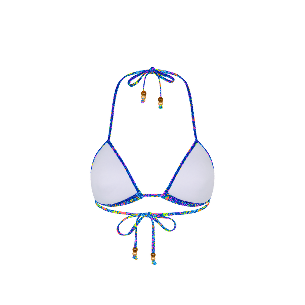 Gepolstertes Binde-Triangel-Bikini-Oberteil – Electric Bloom
