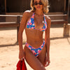 High Leg Thong Bikini Bottom - Electric Palms