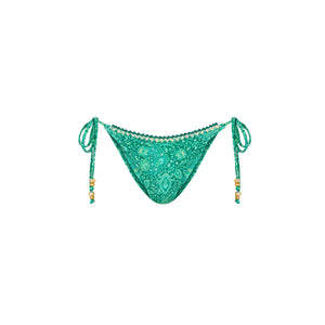 Crochet Dipped Cheeky Tie Bikini Bottom - Emerald Aura