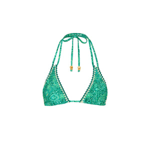 Crochet Halter Bikini Top - Emerald Aura