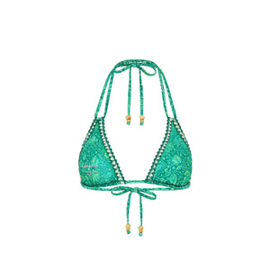 Crochet Halter Bikini Top - Emerald Aura