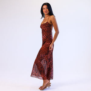 Chiffon-Maxikleid - Leoparden-Lasso