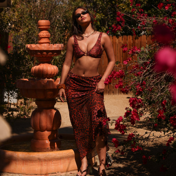 Chiffon Tie Side Maxi Skirt - Leopard Lasso