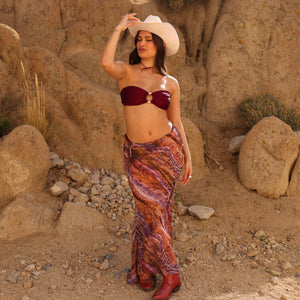 Chiffon-Maxirock mit seitlichem Bindeband – Tropical Viper