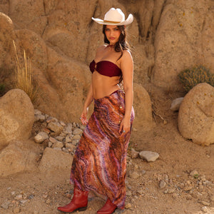 Chiffon-Maxirock mit seitlichem Bindeband – Tropical Viper