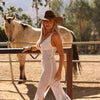 Crochet V Neck Maxi Dress - Ivory