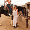 Crochet V Neck Maxi Dress - Ivory