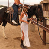 Crochet V Neck Maxi Dress - Ivory