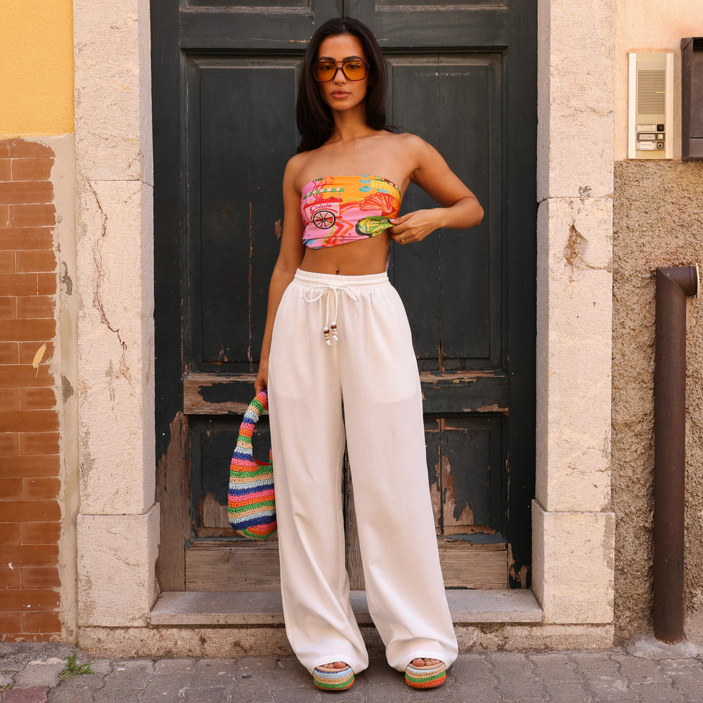 Drawstring Summer Pants - Whipped White