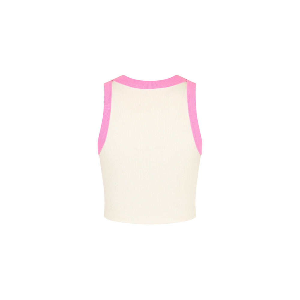 Embroidered Crop Tank Top - Island Rose