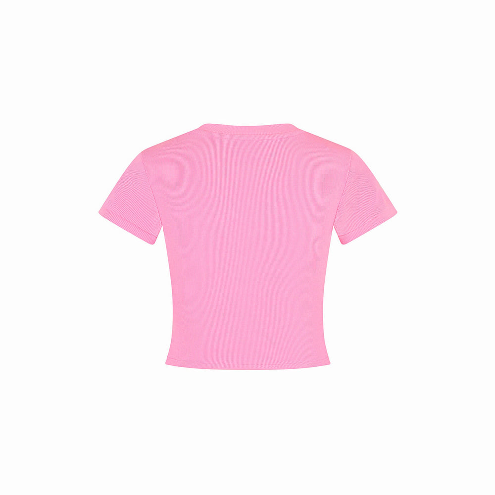 Embroidered Cropped Baby Tee - Island Rose