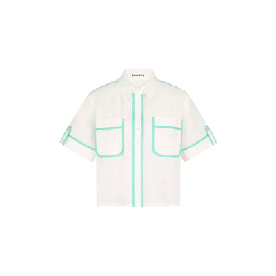 Cropped Button Up Shirt - Crystal Tides