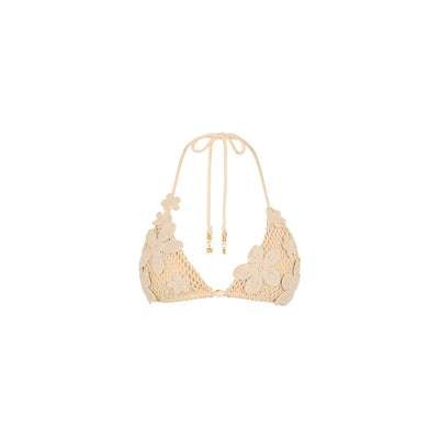 Haut court style bustier en crochet avec application – Coquillage de Coucher de soleil