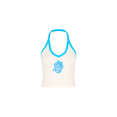 Embroidered Dip Halter Tank - Sun Drunk