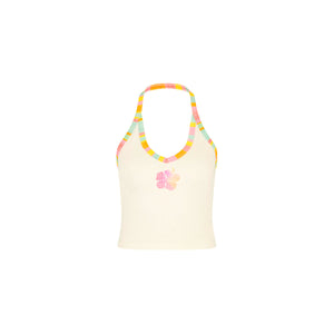 Bedrucktes Dip-Neck-Neckholder-Top – Summer Sundae