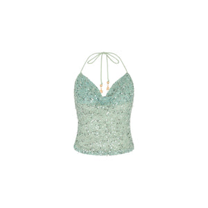 Neckholder-Top mit Wasserfallausschnitt – Sea Spritz