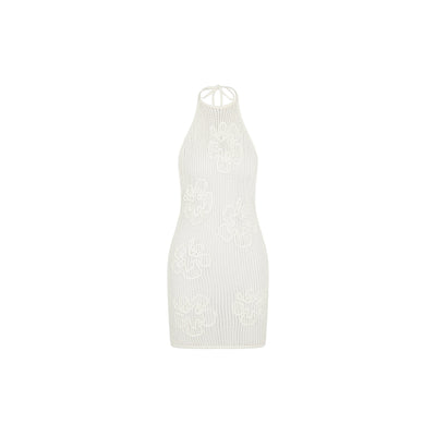 Summer Knit Mini Dress - Whipped White